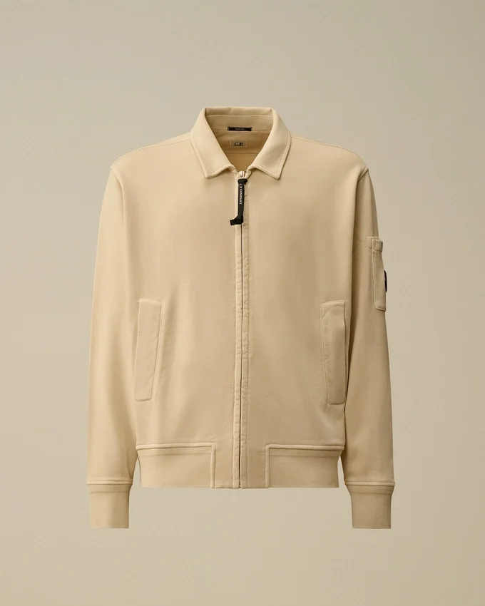 Sudadera con cremallera y lente de felpa de algodón diagonal