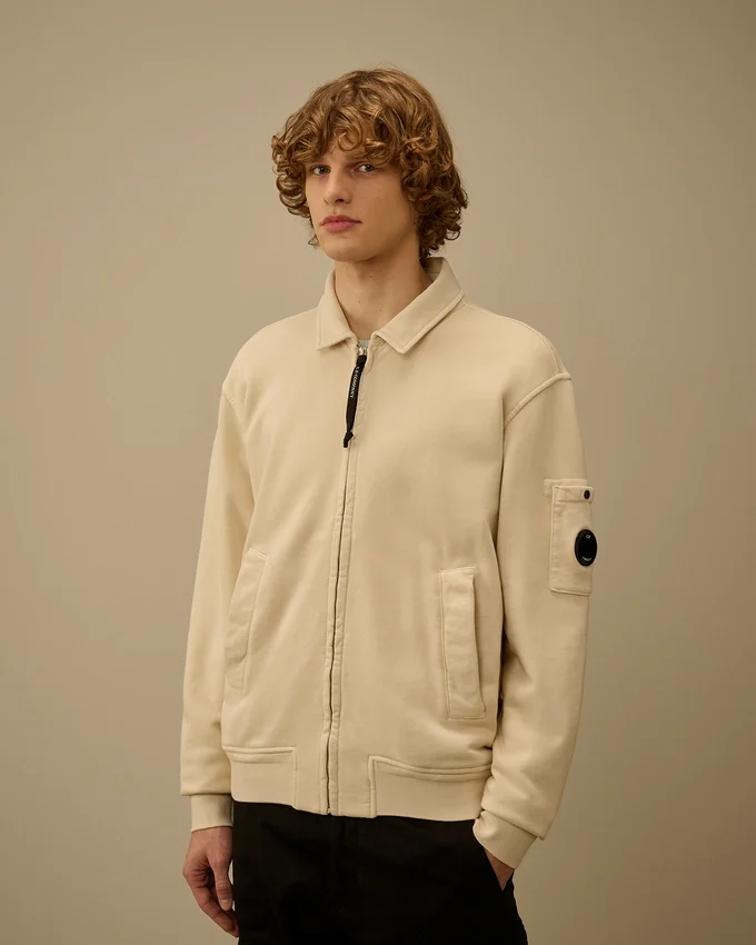 Sudadera con cremallera y lente de felpa de algodón diagonal