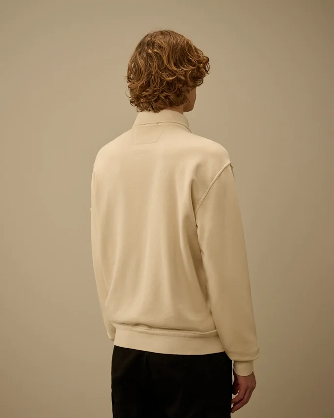 Sudadera con cremallera y lente de felpa de algodón diagonal