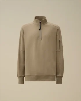 Sudadera con media cremallera de forro polar diagonal en relieve