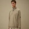 Sudadera con media cremallera de forro polar diagonal en relieve