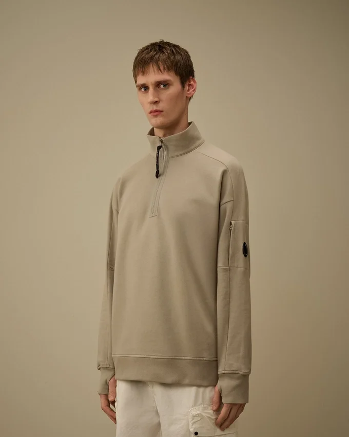 Sudadera con media cremallera de forro polar diagonal en relieve