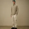Sudadera con media cremallera de forro polar diagonal en relieve