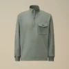 Sudadera con media cremallera de forro polar en relieve diagonal