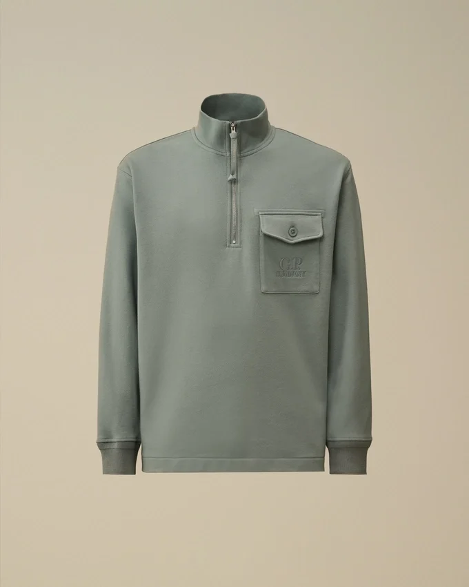 Sudadera con media cremallera de forro polar en relieve diagonal