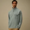 Sudadera con media cremallera de forro polar en relieve diagonal