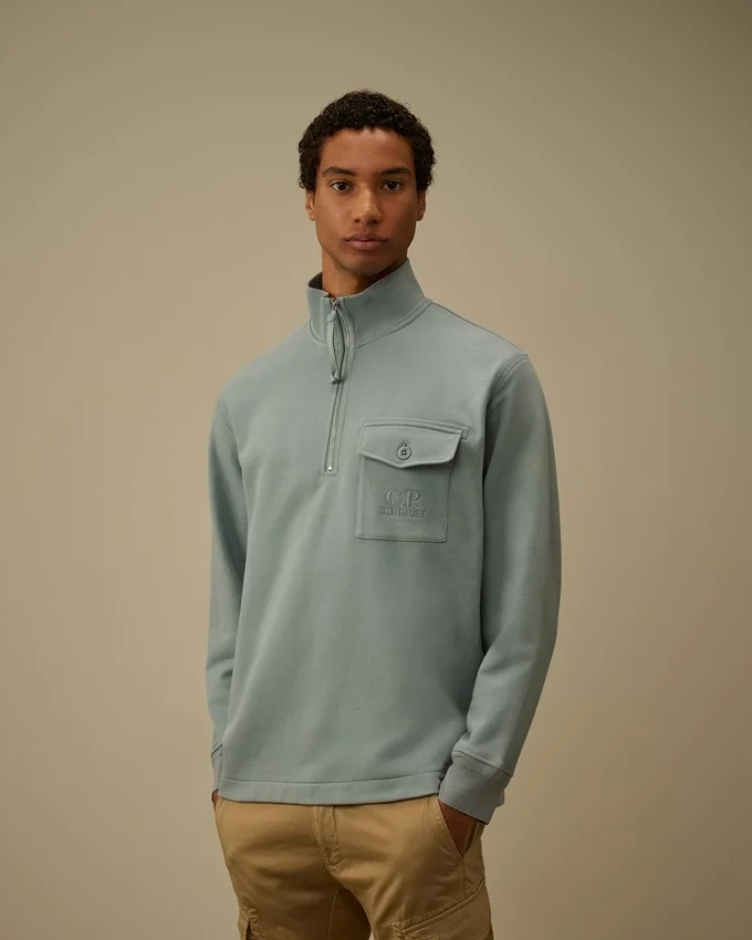 Sudadera con media cremallera de forro polar en relieve diagonal