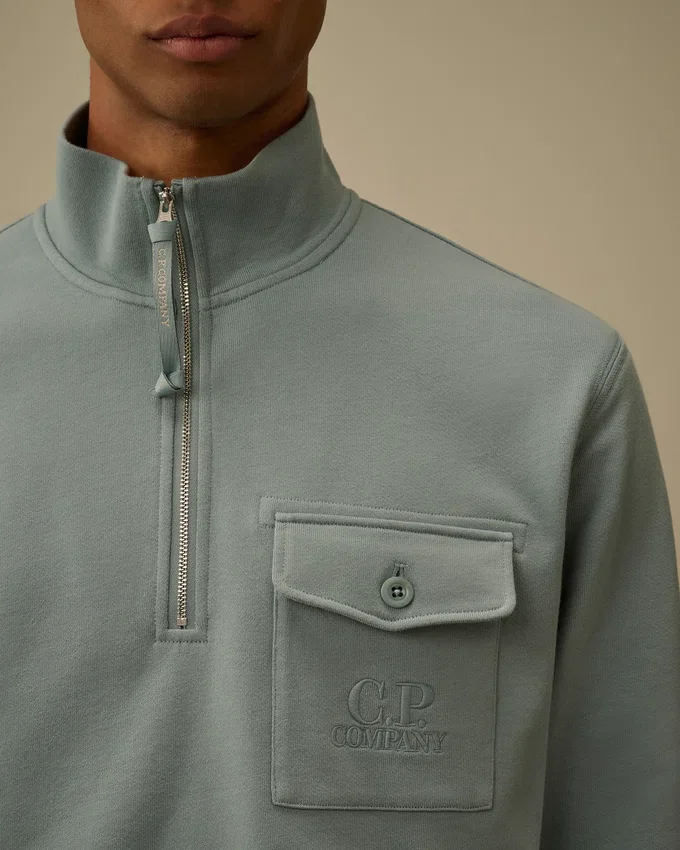 Sudadera con media cremallera de forro polar en relieve diagonal