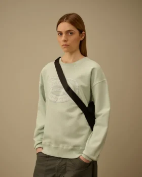 Sudadera de cuello redondo con logo cuadrado de forro polar diagonal