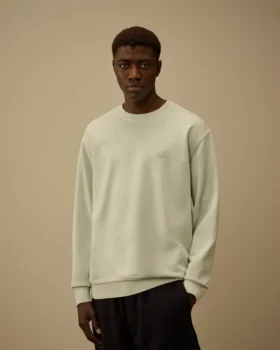 Sudadera de cuello redondo con logotipo, confeccionada en felpa de algodón diagonal teñida por resistencia