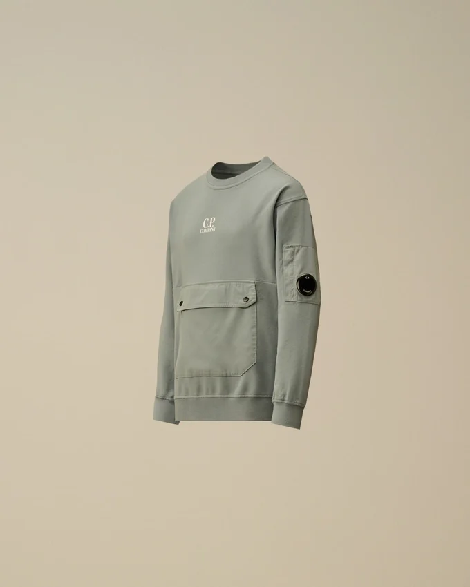 Sudadera U16 de felpa ligera con cuello redondo y detalles en tejido mixto